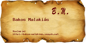 Bakos Malakiás névjegykártya